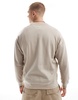 Another Influence contrast stitch crewneck sweater in stone