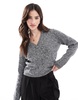 ASOS DESIGN knitted collar sweater in twist yarn in mono