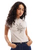 ASOS DESIGN burnout baby tee with floral graphic in taupe