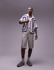 Topman knit crochet vertical stripe button up shirt in white