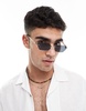 ASOS DESIGN rectangle rimless sunglasses with smoke lens and gold temples