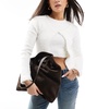 ASOS DESIGN suede buckle detail tote bag in chocolate