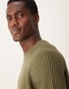 ASOS DESIGN oversized boxy fit knitted crew neck sweater with rib sleeves in khaki