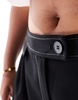 ASOS DESIGN Curve tailored wide leg pants with contrast stitch detail in black