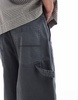 Bershka baggy denim worker shorts in charcoal gray