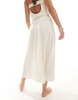 ASOS DESIGN Isabel mix & match linen look A-line midi beach skirt in neutral