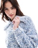 ASOS DESIGN knitted collar sweater with twist neppy yarn in blue