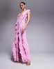 AFRM Trista mesh ruffle maxi dress with lace panels in lilac