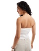 Bershka satin fold over bandeau top in ecru