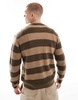 Another Influence chunky striped round neck sweater in brown