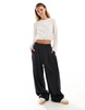ASOS DESIGN crew neck cropped cardigan with pocket in cotton blend in white
