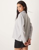 ASOS DESIGN oversized waffle knit shirt in gray