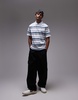 Levi's Authentic logo multi stripe jersey polo in light blue