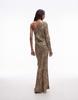 Topshop one shoulder bias cut maxi dress in tiger jacquard