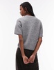 Topshop knitted half sleeve cardi in gray