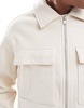 Bershka boxy zip through jacket in ecru