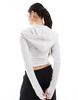 Bershka soft touch zip-up hoodie in light gray