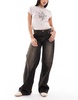 Bershka super baggy wide leg jeans in brown wash