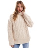 Brave Soul cable knit turtleneck sweater in stone