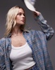 Topshop oversized shirt in washed blue check