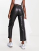 Mango faux leather kick flare pants in black