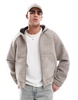 Jack & Jones hooded wool mix bomber jacket in gray