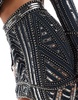ASOS DESIGN mini skirt with pearl and sequin embellishment in dark navy - part of a set