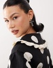 Reclaimed Vintage wrap around blouse with collar in polka dot print - part of a set