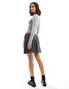 ASOS DESIGN tailored pleated wrap mini skirt in gray check