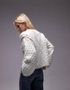 Topshop knitted 3D cable relaxed sweater in ivory