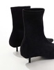 ASOS DESIGN Rhiannon extreme kitten heel sock boots in black