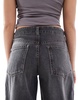 Bershka baggy straight leg jeans in dark gray