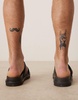 Calvin Klein Jeans leather double strap slide sandals in black