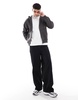 Bershka zip up hoodie in charcoal