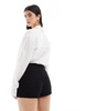 ASOS DESIGN linen mix wrap skort in black