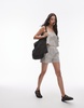 Topshop cotton bandeau top in olive stripe