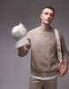 ARKET textured knitted rib sweater with raglan sleeves in beige
