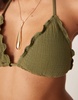 Stradivarius textured bikini top in khaki