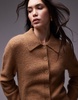 & Other Stories alpaca wool blend cardigan with collar in brown