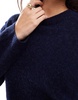 & Other Stories alpaca and wool blend fluffy knit sweater in dark blue