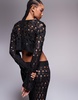 ASOS DESIGN knit cardigan in stitch detail in black - part of a set