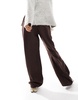 ASOS DESIGN soft tailored wide leg pull on pants in chocolate