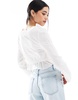 Bershka ruffle detail top in white