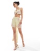 ASOS DESIGN floral embellished short in yellow and pink - part of a set