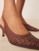 ASOS DESIGN Starry weave detail mid heel shoes in chocolate
