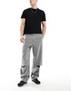 ASOS DESIGN smart wide leg pants with knee splits in light gray