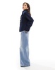 ASOS DESIGN denim shirt in rinse wash with cinch waist