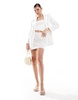 ASOS DESIGN relaxed blazer with linen in white