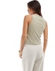 Miss Selfridge ribbon tank top in sage