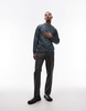 ARKET textured jersey cardigan with polo collar in green